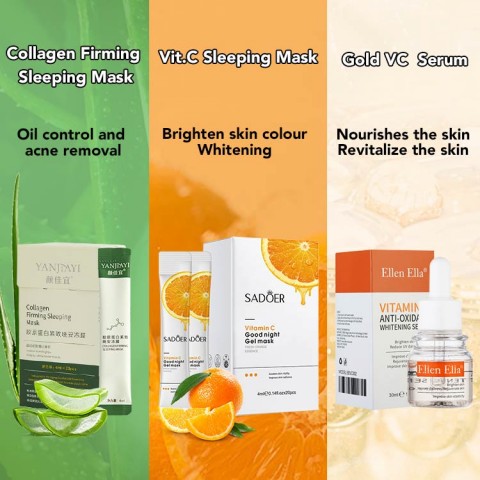 NO WASH Collagen and Vit.C Whitening Mask Serum Set