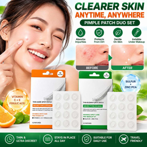 0.013mm Ultra Thin Invisible Dark Spot & Blemish Patch Bundle - Pre-Makeup Waterproof Acne Pimple Patch Set