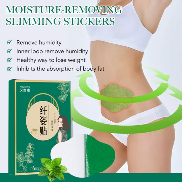 Moisture-removing, slimming stickers