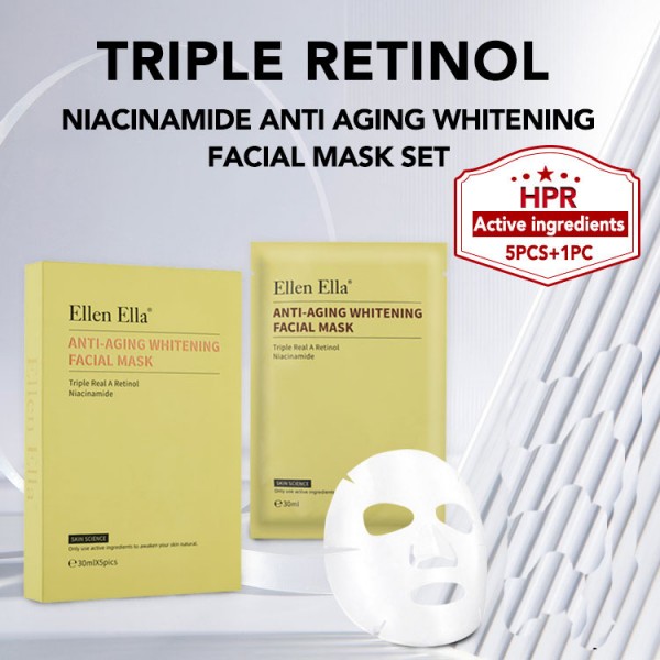 ELLEN ELLA Triple Retinol Niacinamide Anti Aging Whitening Facial Mask Set 5pcs