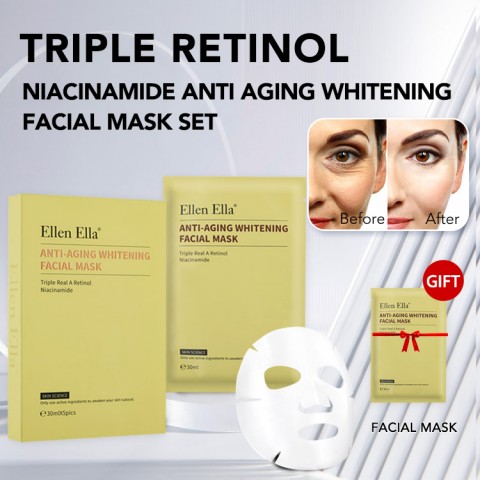 ELLEN ELLA Triple Retinol Niacinamide Anti Aging Whitening Facial Mask Set 5pcs Recommend By Devikustinaw