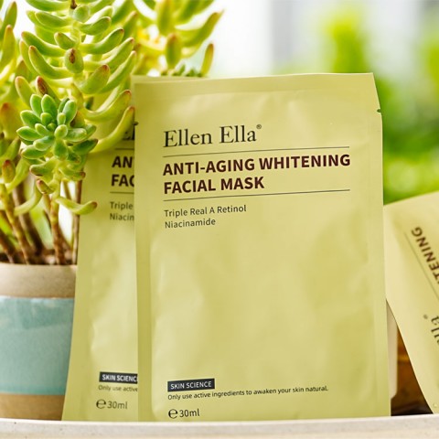 ELLEN ELLA Triple Retinol Niacinamide Anti Aging Whitening Facial Mask Set 5pcs Recommend By Devikustinaw